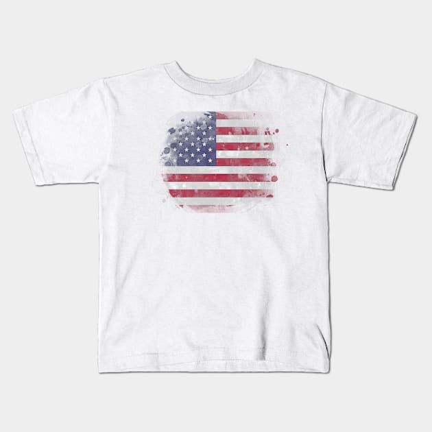 United States watercolor flag Kids T-Shirt by Mig's Design Shop